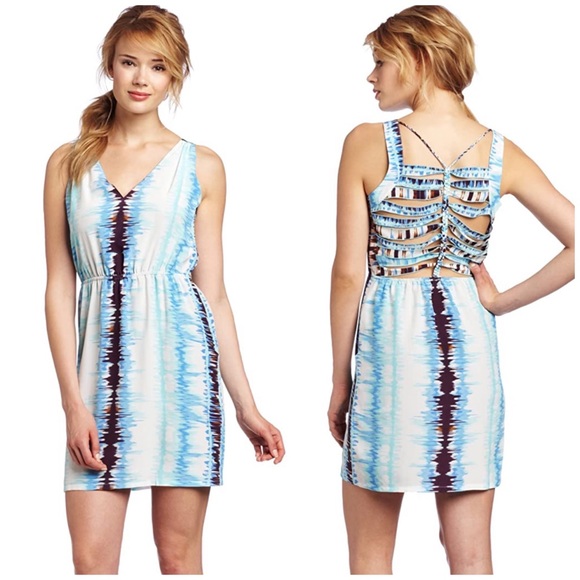 Charlie Jade Silk Ladder Back Marlow Dress in Blue Tie Dye Print Size Small - Picture 1 of 16